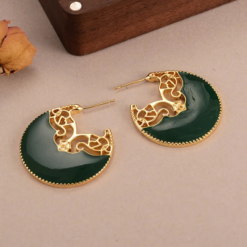 1 Pair Simple Style Classic Style Geometric Enamel Plating Alloy Copper 18K Gold Plated Drop Earrings