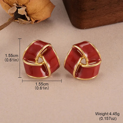 1 Pair Simple Style Classic Style Geometric Enamel Plating Alloy Copper 18K Gold Plated Drop Earrings