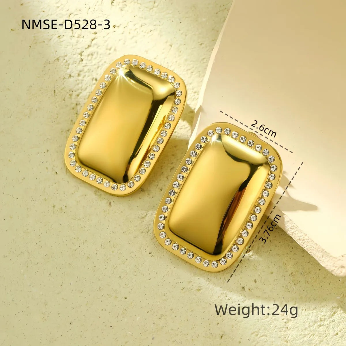 1 Pair Simple Style Classic Style Geometric Inlay 304 Stainless Steel Rhinestones 18K Gold Plated Ear Studs