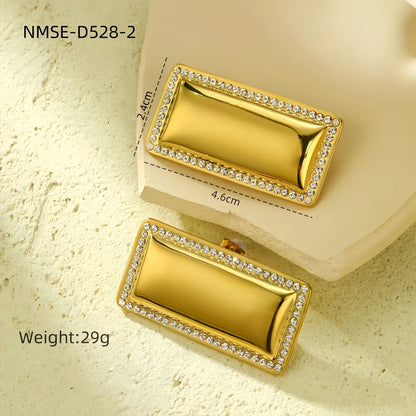 1 Pair Simple Style Classic Style Geometric Inlay 304 Stainless Steel Rhinestones 18K Gold Plated Ear Studs