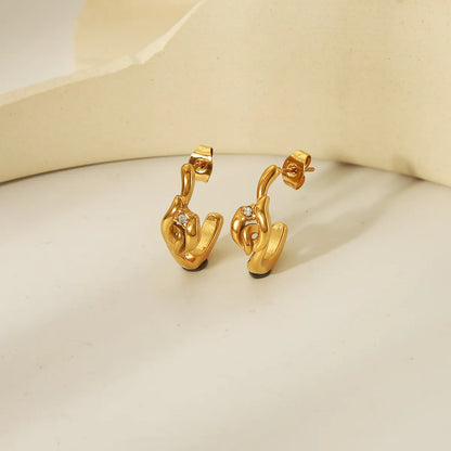 1 Pair Simple Style Classic Style Geometric Inlay 304 Stainless Steel Zircon 18K Gold Plated Ear Studs