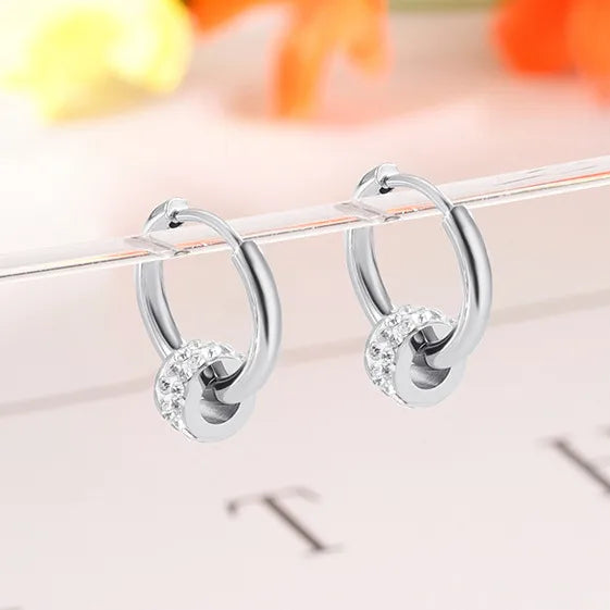 1 Pair Simple Style Classic Style Geometric Inlay Titanium Steel Rhinestones Earrings