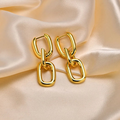 1 Pair Simple Style Classic Style Geometric Plating Brass Drop Earrings