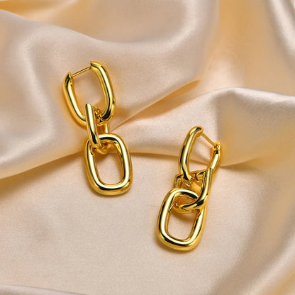 1 Pair Simple Style Classic Style Geometric Plating Brass Drop Earrings