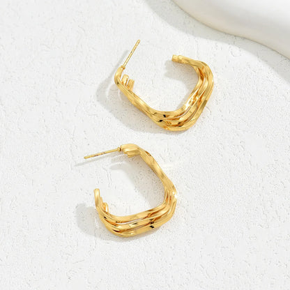 1 Pair Simple Style Classic Style Geometric Plating Copper 18K Gold Plated Ear Studs