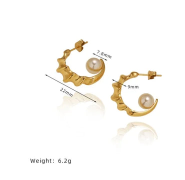 1 Pair Simple Style Classic Style Geometric Plating Inlay 304 Stainless Steel Titanium Steel Artificial Pearls 18K Gold Plated Ear Studs