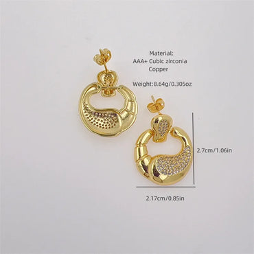 1 Pair Simple Style Classic Style Geometric Plating Inlay Copper Zircon 18K Gold Plated Ear Studs