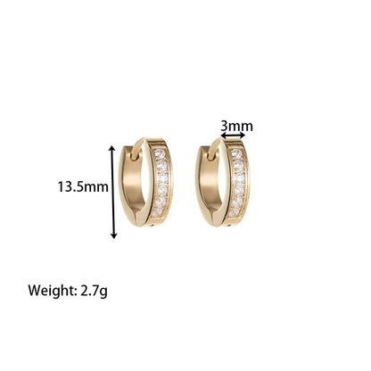 1 Pair Simple Style Classic Style Geometric Plating Inlay Stainless Steel Zircon 14k Gold Plated Earrings