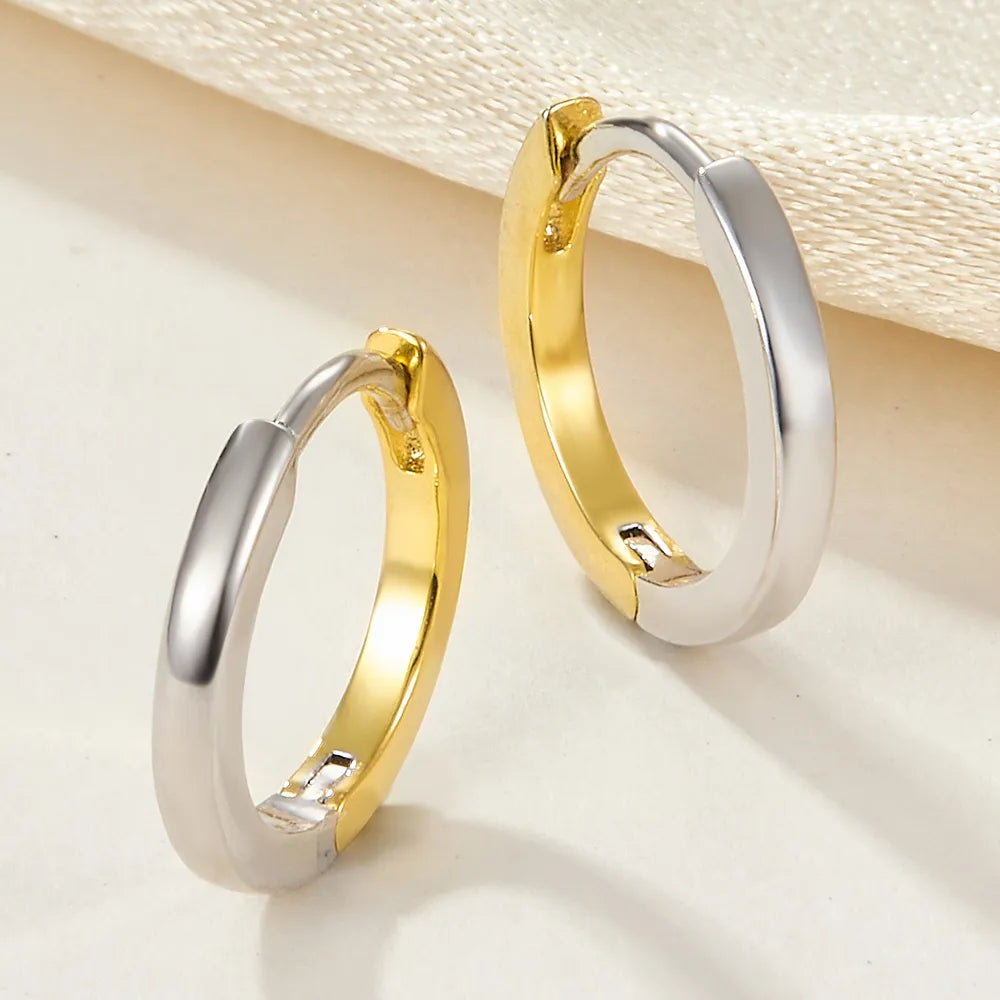 1 Pair Simple Style Classic Style Geometric Plating Sterling Silver 18k Gold Plated Hoop Earrings