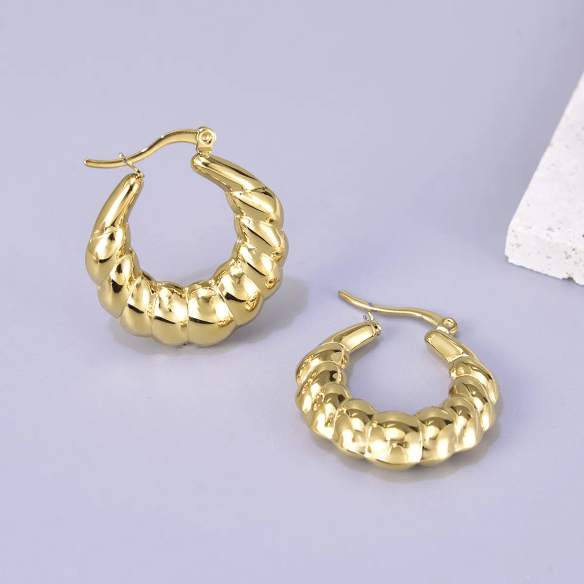 1 Pair Simple Style Classic Style Geometric Plating Titanium Steel 18k Gold Plated Earrings