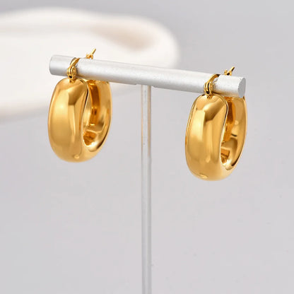 1 Pair Simple Style Classic Style Geometric Plating Titanium Steel 18k Gold Plated Earrings