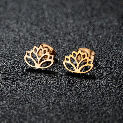 1 Pair Simple Style Classic Style Geometric Polishing Plating 304 Stainless Steel 18K Gold Plated Ear Studs