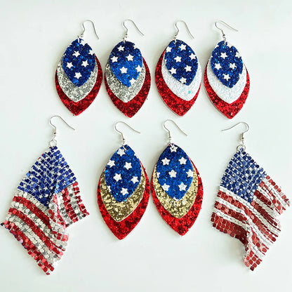 1 Pair Simple Style Classic Style Geometric Printing Pu Leather Drop Earrings