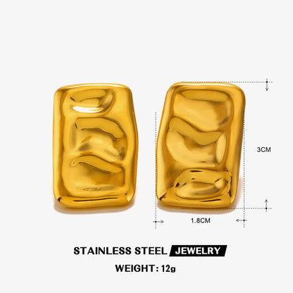 1 Pair Simple Style Classic Style Geometric Square Oval Polishing 304 Stainless Steel 18K Gold Plated Ear Studs