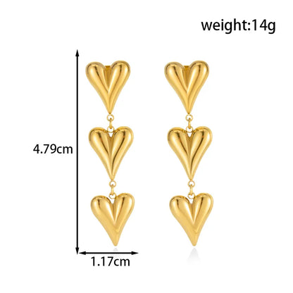 1 Pair Simple Style Classic Style Heart Shape 304 Stainless Steel Drop Earrings