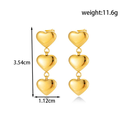 1 Pair Simple Style Classic Style Heart Shape 304 Stainless Steel Drop Earrings