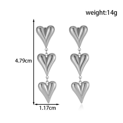 1 Pair Simple Style Classic Style Heart Shape 304 Stainless Steel Drop Earrings