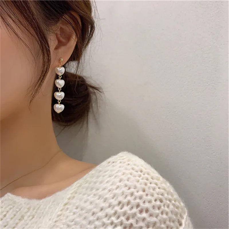 1 Pair Simple Style Classic Style Heart Shape Alloy Drop Earrings