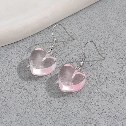 1 Pair Simple Style Classic Style Heart Shape Arylic Drop Earrings