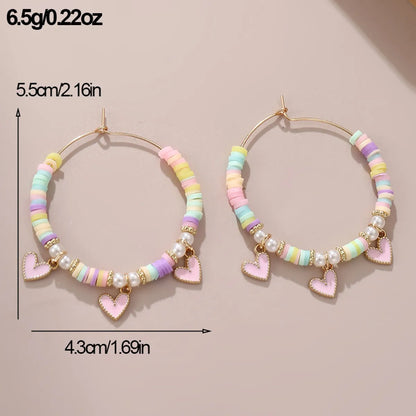 1 Pair Simple Style Classic Style Heart Shape Beaded Alloy Earrings