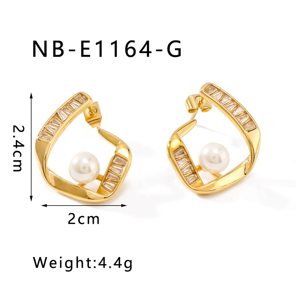 1 Pair Simple Style Classic Style Heart Shape Butterfly Plating Inlay 304 Stainless Steel Artificial Pearls Fritillary Zircon 18K Gold Plated Ear Studs