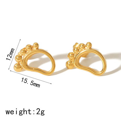 1 Pair Simple Style Classic Style Heart Shape Crown Foot Polishing Plating 304 Stainless Steel 18K Gold Plated Ear Studs