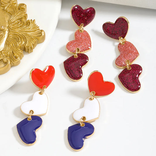 1 Pair Simple Style Classic Style Heart Shape Enamel Alloy Drop Earrings