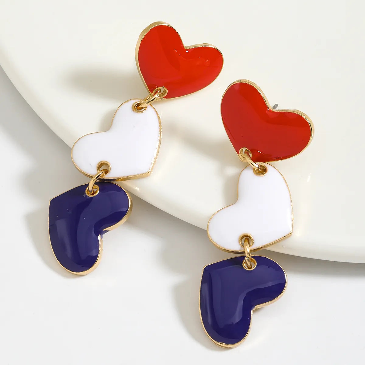 1 Pair Simple Style Classic Style Heart Shape Enamel Alloy Drop Earrings