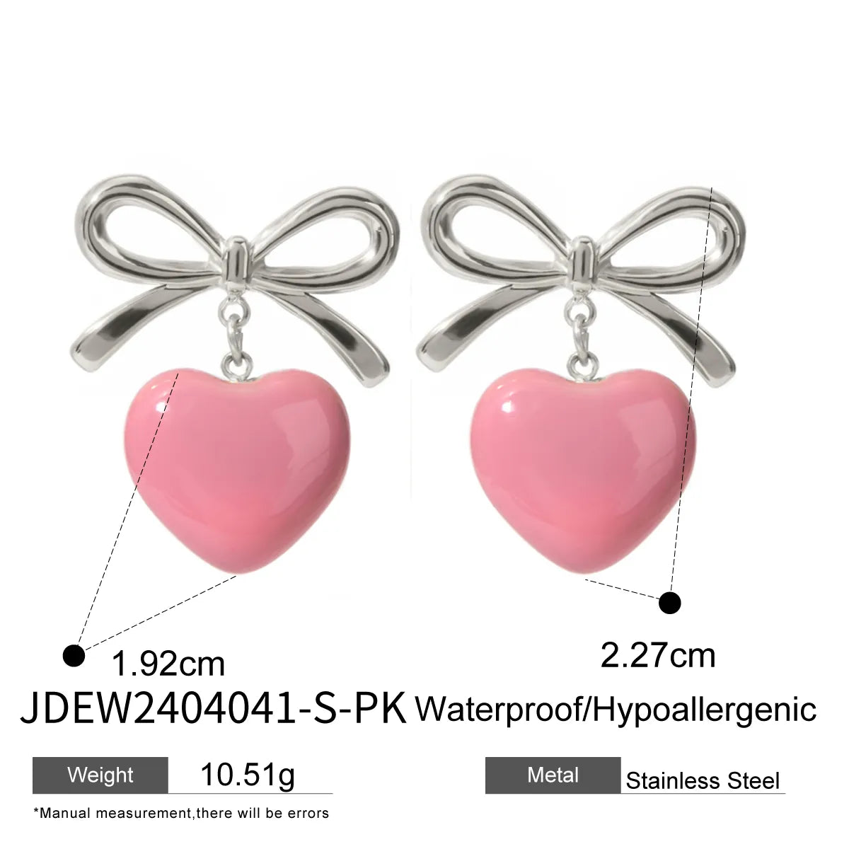 1 Pair Simple Style Classic Style Heart Shape Enamel Plating 304 Stainless Steel Drop Earrings