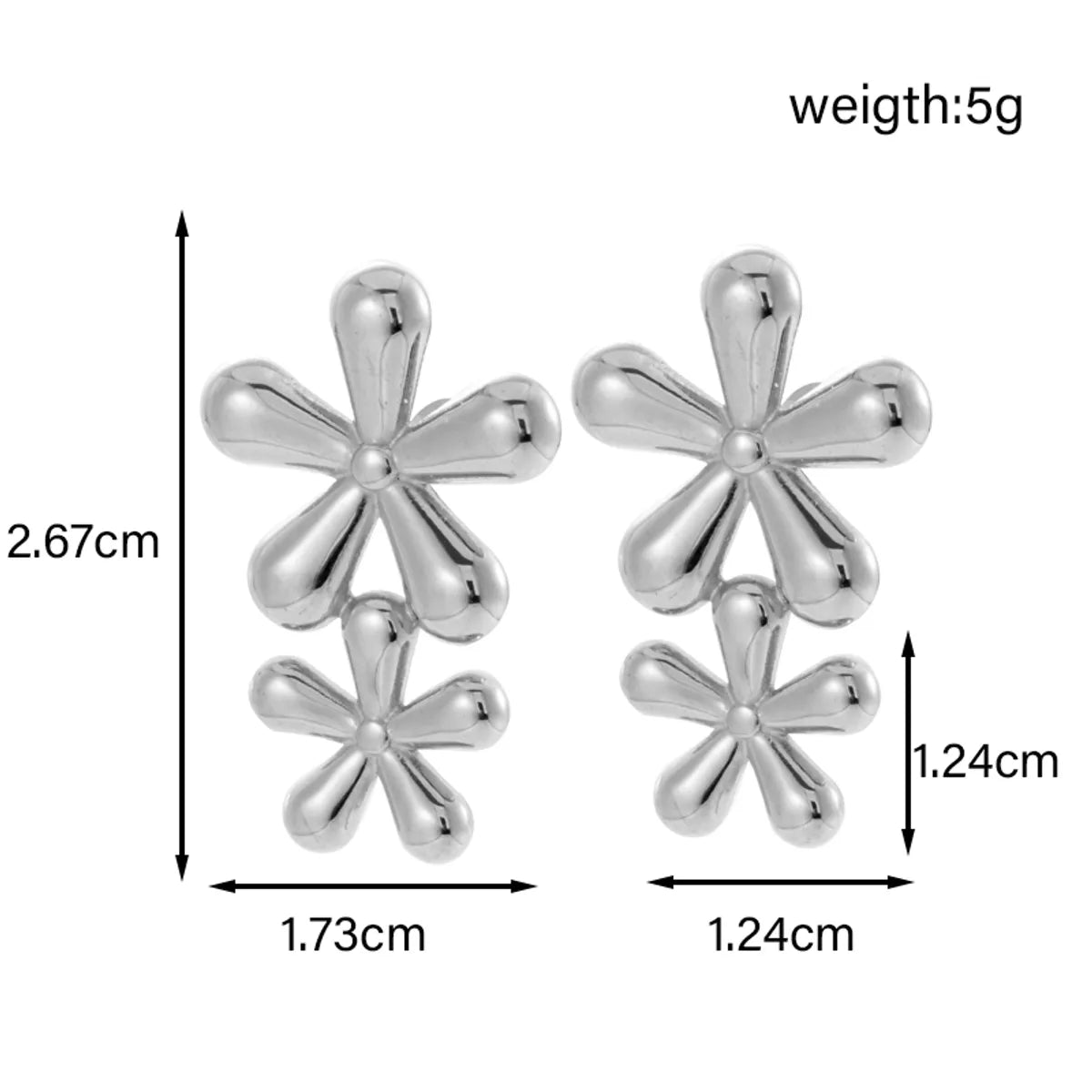 1 Pair Simple Style Classic Style Heart Shape Flower Shell Plating 304 Stainless Steel Ear Studs