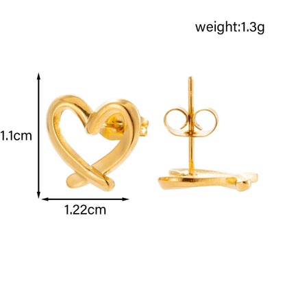 1 Pair Simple Style Classic Style Heart Shape Flower Shell Plating 304 Stainless Steel Ear Studs