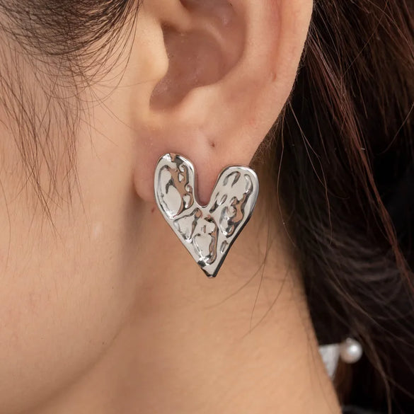 1 Pair Simple Style Classic Style Heart Shape Heart 304 Stainless Steel Ear Studs