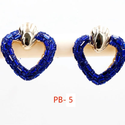 1 Pair Simple Style Classic Style Heart Shape Inlay 304 Stainless Steel Rhinestones Ear Studs