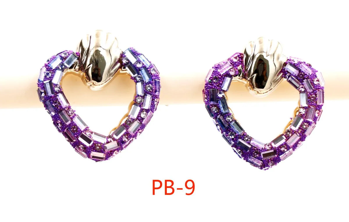 1 Pair Simple Style Classic Style Heart Shape Inlay 304 Stainless Steel Rhinestones Ear Studs