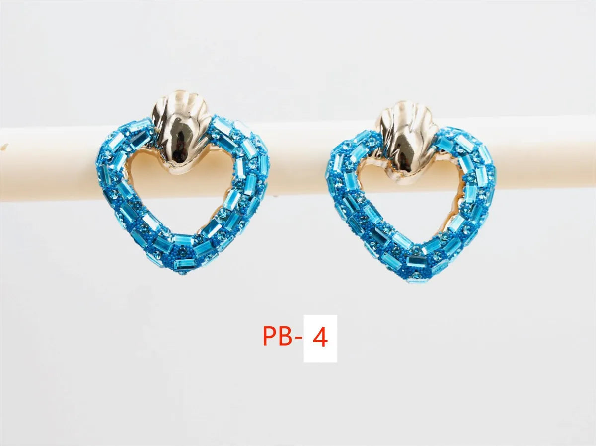 1 Pair Simple Style Classic Style Heart Shape Inlay 304 Stainless Steel Rhinestones Ear Studs