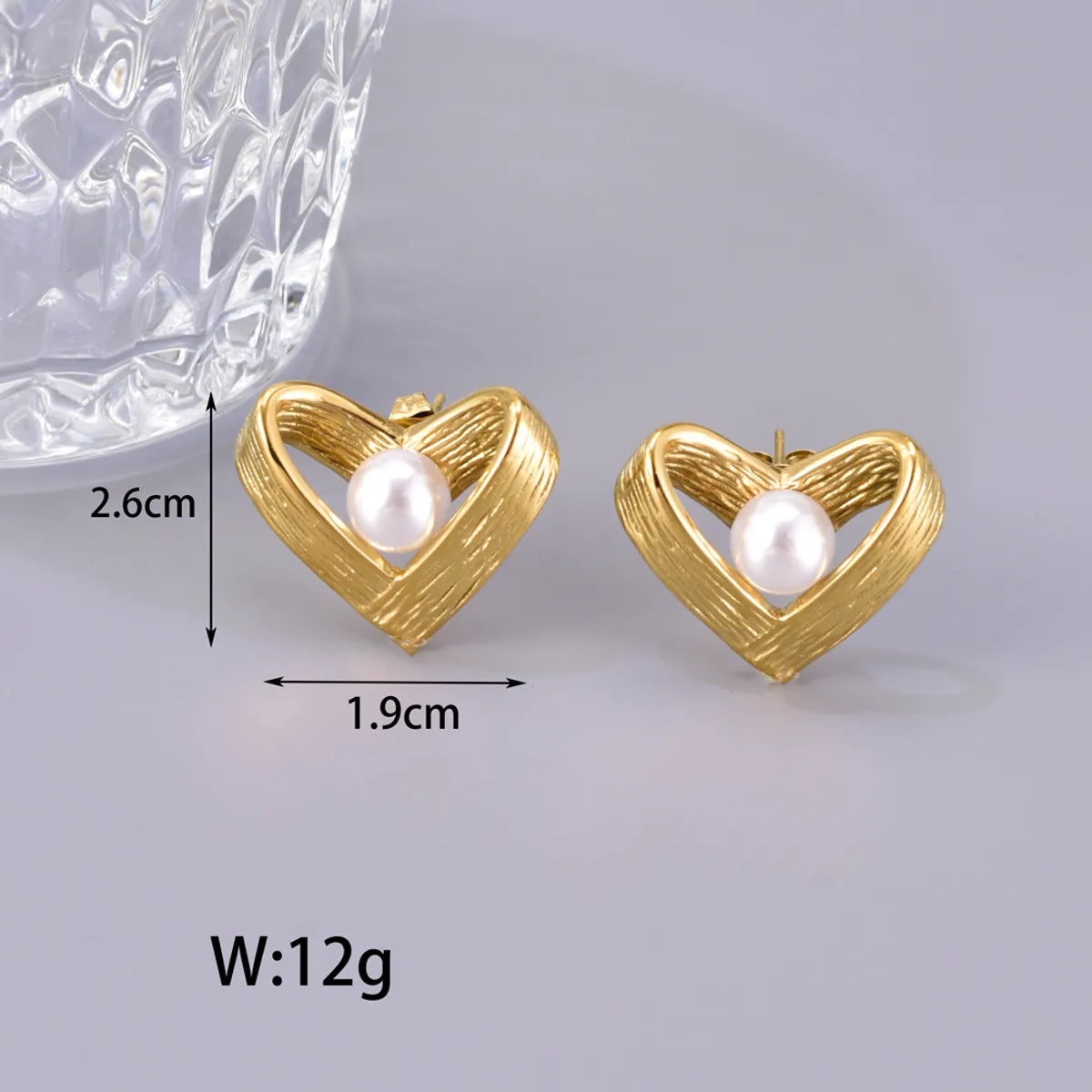 1 Pair Simple Style Classic Style Heart Shape Inlay 304 Stainless Steel Titanium Steel Artificial Pearls 18K Gold Plated Ear Studs