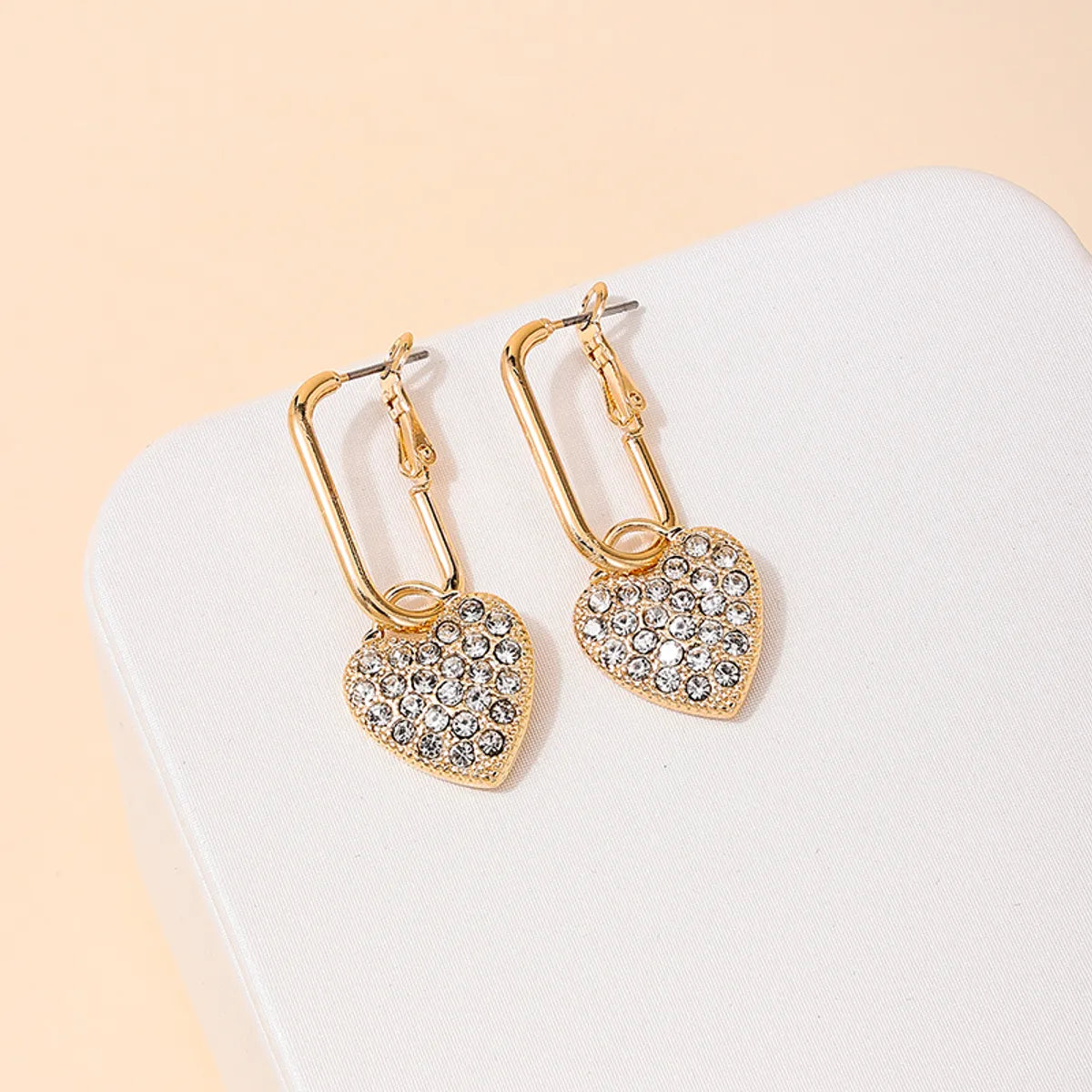 1 Pair Simple Style Classic Style Heart Shape Inlay Alloy Zinc Zircon Drop Earrings