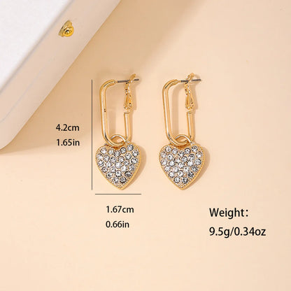 1 Pair Simple Style Classic Style Heart Shape Inlay Alloy Zinc Zircon Drop Earrings