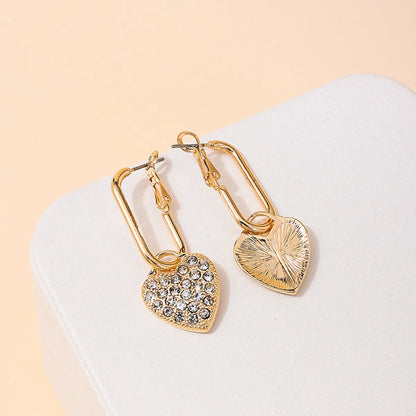 1 Pair Simple Style Classic Style Heart Shape Inlay Alloy Zinc Zircon Drop Earrings