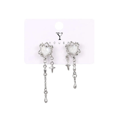 1 Pair Simple Style Classic Style Heart Shape Inlay Alloy Zircon Drop Earrings