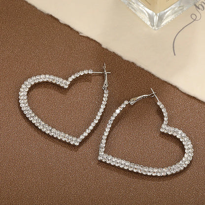 1 Pair Simple Style Classic Style Heart Shape Inlay Alloy Zircon Earrings