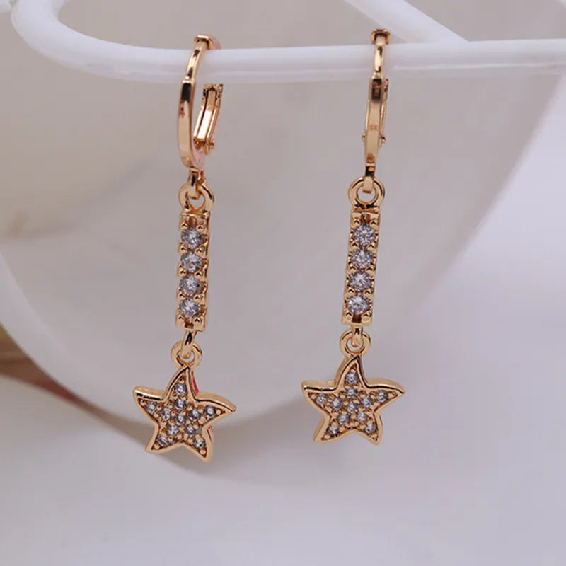 1 Pair Simple Style Classic Style Heart Shape Inlay Copper Zircon Drop Earrings