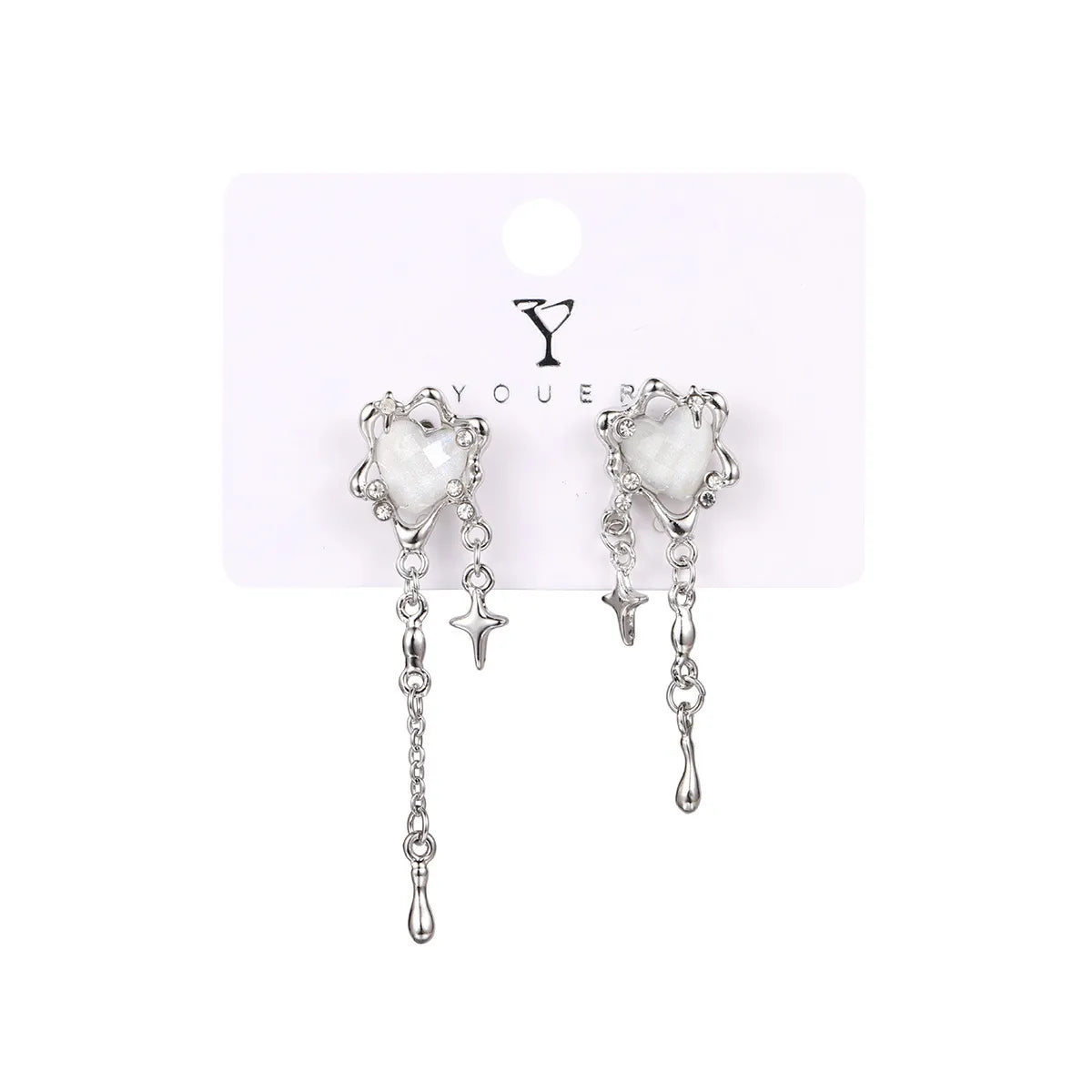 1 Pair Simple Style Classic Style Heart Shape Inlay Zinc Alloy Rhinestones Drop Earrings