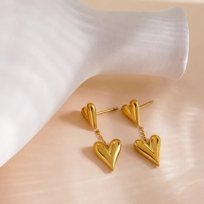 1 Pair Simple Style Classic Style Heart Shape Plating 304 Stainless Steel 14K Gold Plated Ear Studs