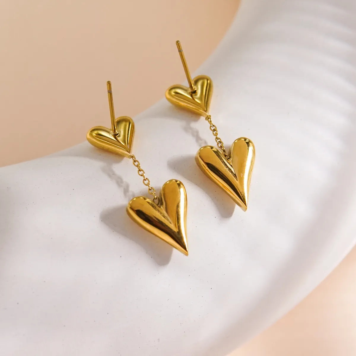 1 Pair Simple Style Classic Style Heart Shape Plating 304 Stainless Steel 14K Gold Plated Ear Studs