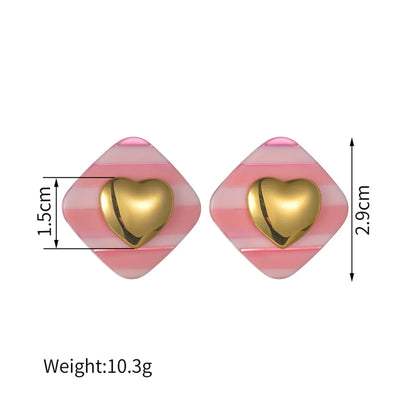 1 Pair Simple Style Classic Style Heart Shape Plating 304 Stainless Steel 14K Gold Plated Ear Studs