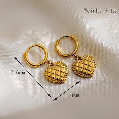 1 Pair Simple Style Classic Style Heart Shape Plating 304 Stainless Steel 18K Gold Plated Drop Earrings