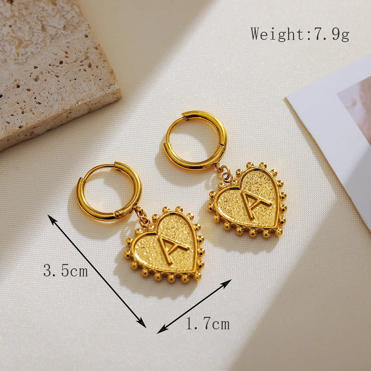 1 Pair Simple Style Classic Style Heart Shape Plating 304 Stainless Steel 18K Gold Plated Drop Earrings