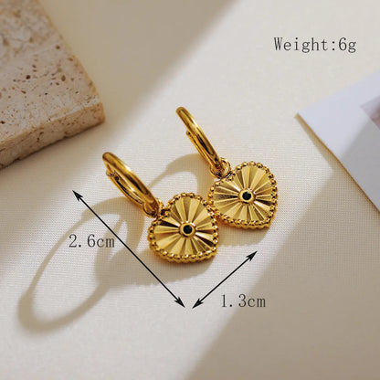 1 Pair Simple Style Classic Style Heart Shape Plating 304 Stainless Steel 18K Gold Plated Drop Earrings