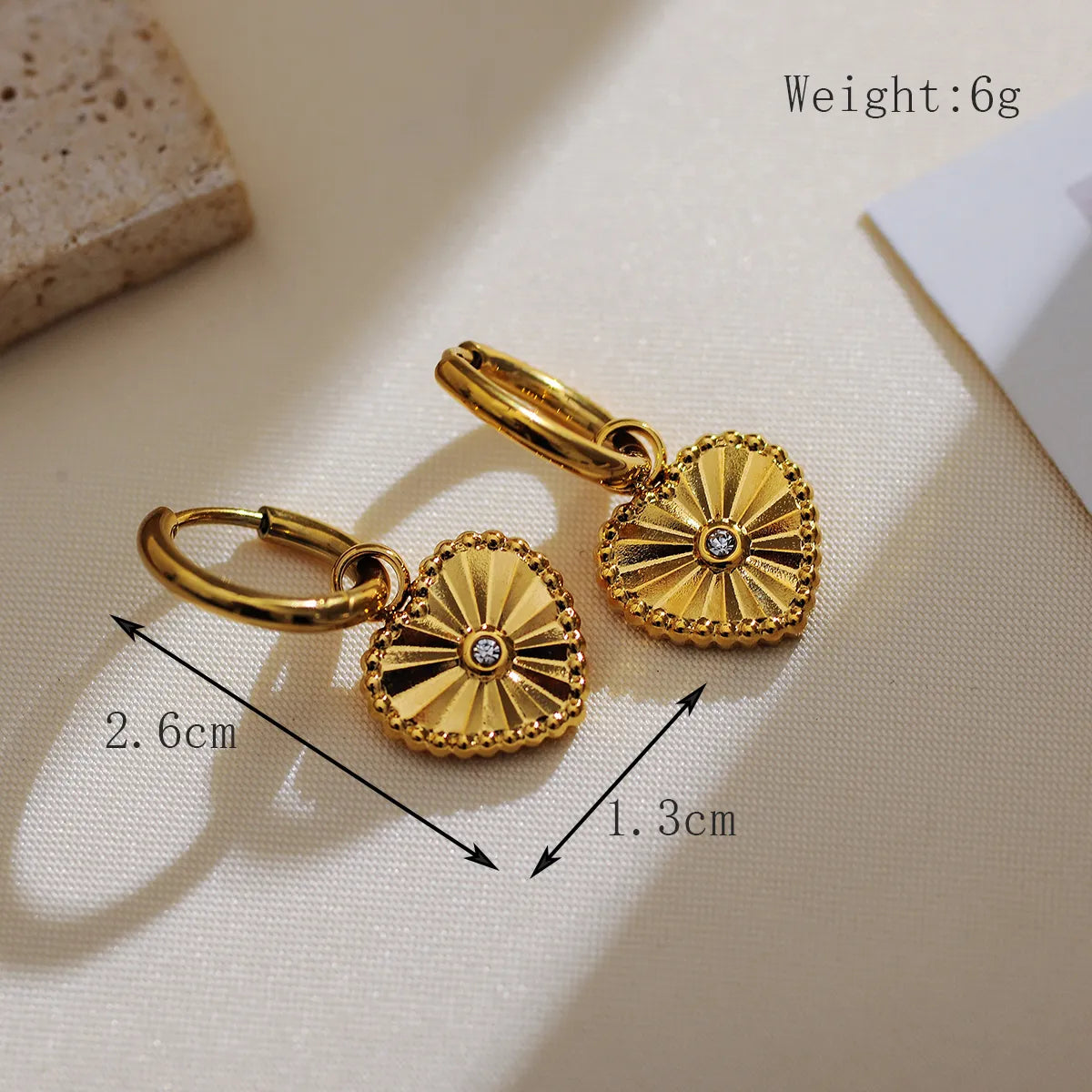 1 Pair Simple Style Classic Style Heart Shape Plating 304 Stainless Steel 18K Gold Plated Drop Earrings